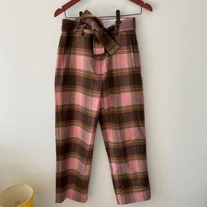 Aritzia plaid tie front pants
